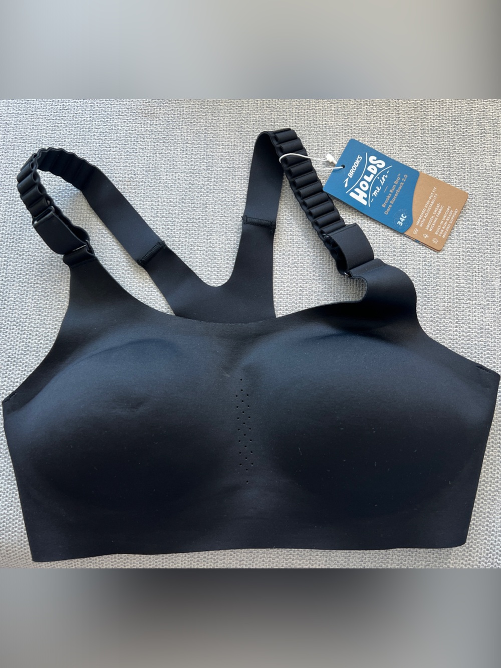 Brooks Black Dare Racerback 2.0 High-Support Sports Bra NWT 34C